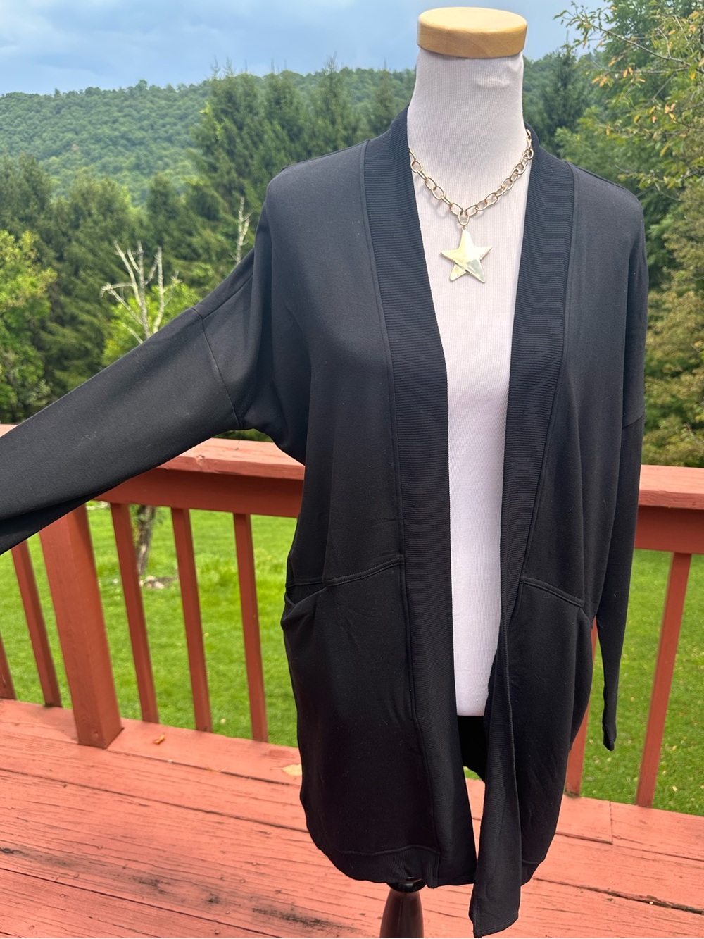 Soma Ultra Soft Weekend Black Open-Front Fleece Cardigan NWT - Picture 3 of 6